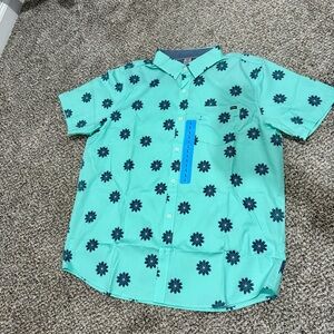 Hurley Men's Turquoise Floral Button Down Shirt